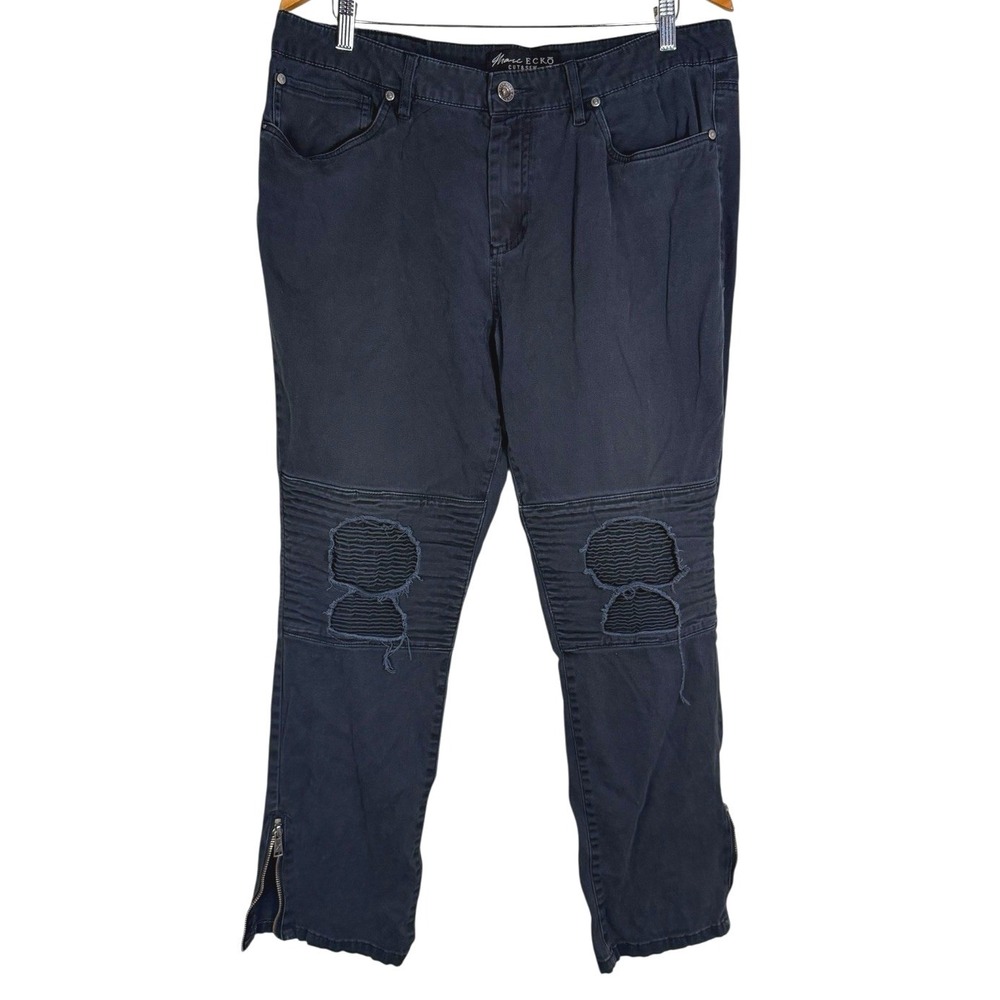 Vintage Marc Ecko Cut & Sew Black MOTO‎ Pants 34x30 Y2K Bikercore Streetwear
